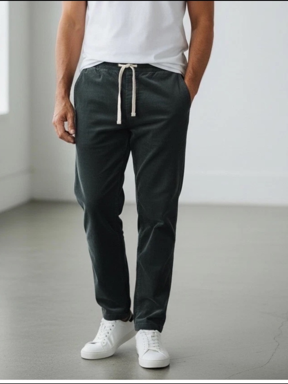 Marine Layer Men's Saturday Chino Corduroy Jogger Pants Green Size Large